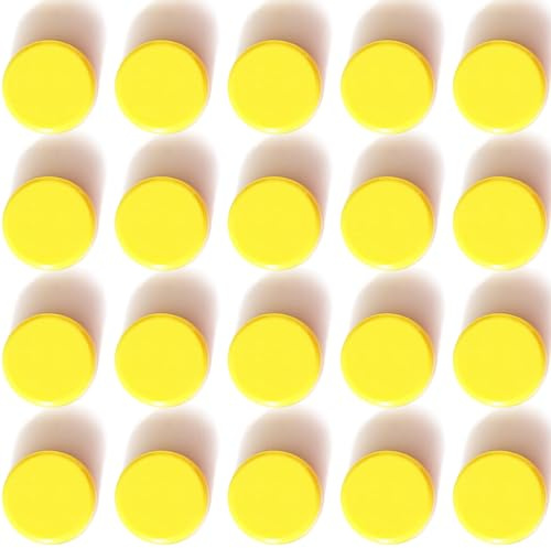 PYJLBX Magnete für Magnettafel, 20 Stück Starke Kühlschrankmagnete, Runde Mini Magnete Stark in Gelb, Whiteboard Magnet, Kleine Magneten für Tafel, Pinnwand, Büro, Schule, Kühlschrank, Magnettafel