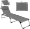 Montafox Sonnenliege 195 x 59 x 32 cm Strand Liege Tragbar max.150 kg Sonnendach Verstellbarer Rückenlehne Garten Pool Terrasse Klappbarer Liegestuhl, Farbe:grau