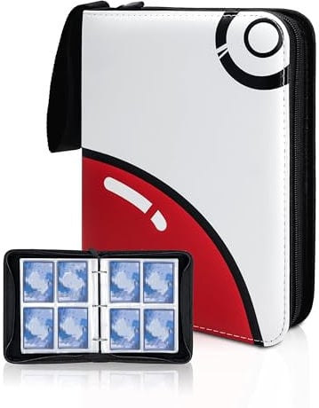 Card Binder for Pokemon, Trading Card Binder 4 Pocket Fits 480 Cards with 60 Removable Sleeves, Zipper Trading Card Holder Album Folder