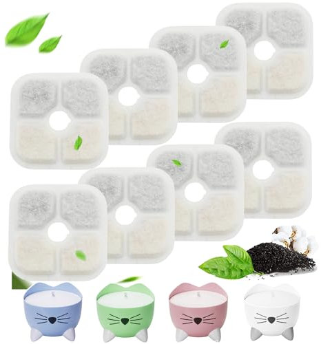 8Pack Cat Water Fountain Filter, Cat Fountain Filter Replacement for Catit PIXI Water Fountain, Pet Fountain Filter Replacement for Catit Water Fountain Filter for Dog Cat Water Drinking Fountain