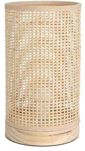 WELL HOME - Lampe de table avec abat-jour en bambou Ø13x23cm