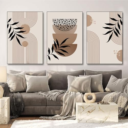 BNREDA Lot de 3 posters style bohème, ligne abstraite, images d'art mural sur toile, ligne géométrique moderne, tableaux muraux, décoration pour salon, chambre à coucher, sans cadre, B, 40 x 60 cm x 3
