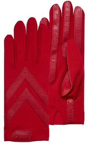 Isotoner Gants femme tactiles tissu extensible recyclé, résistant à l'eau, non doublé, taille unique, TU, rouge
