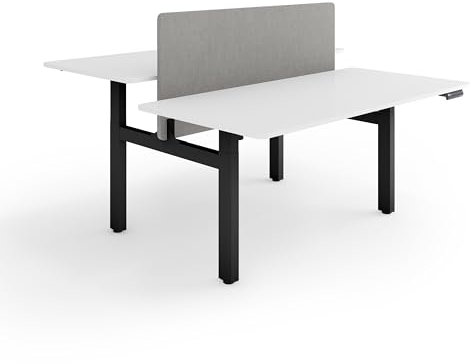 ESMART ETX-221BW 160 x 80 cm Weiß Ergonomischer Steh-Sitz-Doppel-Schreibtisch Stufenlos elektrisch höhenverstellbar 71,5-121,5 cm 4X Memory Kollisionsschutz Soft-Start/Stopp