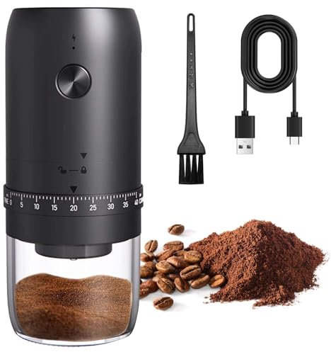 Moulin à Café Électrique, Moulin à Café Électrique Portable, USB Rechargeable Moulin a Cafe avec Meule en Céramique, Mini Moulin à Café avec Plusieurs Réglages de Mouture, pour voyage, camping, bureau