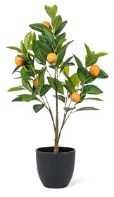 Abbott Collection Faux Tree, Polyester, Green/Orange, 2'