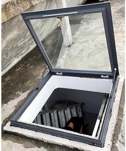 Dachfenster Für Häuser, Lichtschacht Für Keller Mit Gehärtetem Glas Und Aluminium, Fenster Für Geneigte Und Flache Dächer, Dachfenster Für Dachboden, Flur Und Wintergarten(LxW:100x95cm(39x37in))