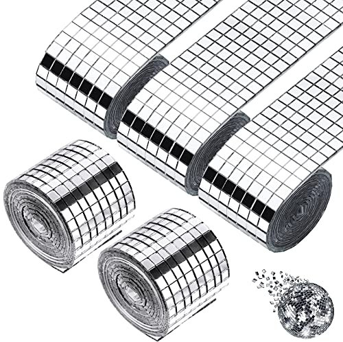 Mosaique Miroir Autocollant: 8000 Pièces Miroirs Carreaux de Mosaïque Autocollant, Carrelage Mosaique Mini Miroir à Coller pour Bricolage et Décoration Disco Party (4 x 100 cm)