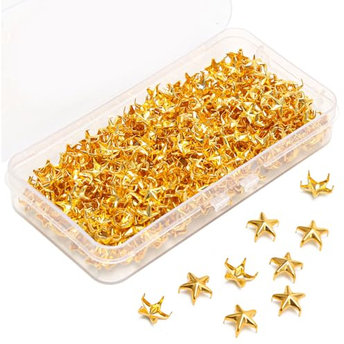 500 remaches de estrella para ropa, remaches de cabeza de clavo de metal de | Punk Spikes, para manualidades de cuero, bolsos, zapatos, cinturón, chaqueta, accesorios decorativos