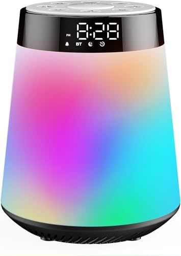 Bluetooth Lautsprecher mit Licht Wecker Soundmaschine mit 30 beruhigenden Sounds & Schlaftimer, Touch Dimmbar Lampe und Nachtlicht Cool Geschenke für Frauen Männer Mädchen Junge Kinder Teens