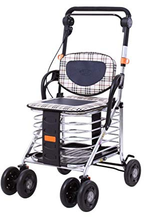GUHPZA Faltbarer Rollator Rollatoren Für Senioren Mit Sitz Einkaufswagen Für Ältere Menschen Klappbarer Einkaufswagen,Blue-59 * 50 * 82