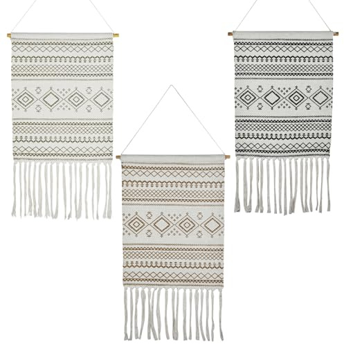3er Set Boho Wandteppich Calegora handgemacht aus Baumwolle 45 x 85 cm