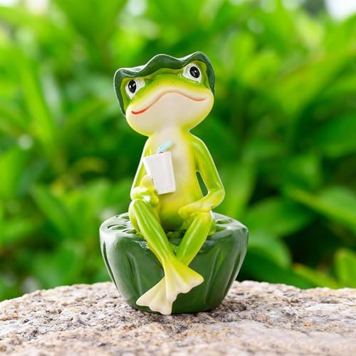 Frosch Miniteich Deko, Schwimmende Teichdeko Miniteich, Mini Teich Deko Garten Figuren Frosch, Harz Fr-öschen Teichdeko für Draußen, Gartenteich D-eko, für Garten Balkon Teiche Dekoration (L)