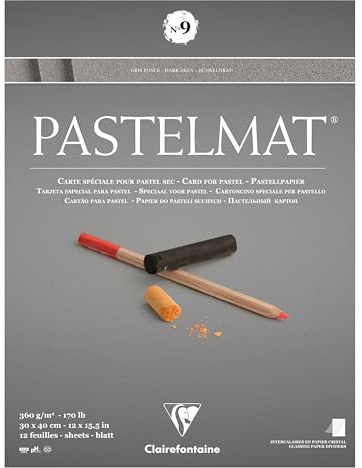 Clairefontaine 96215C Skizze Pastellblock Pastelmat N.9 30x40cm Grau
