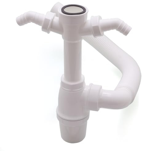 Siphon Spültisch Flaschen-Geruchsverschluss flexibel DN 40/50, 2 x Geräteanschluss | KüchenMIX GV FF 40/50 2G