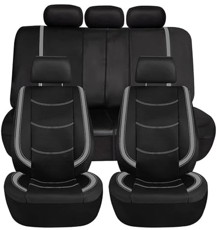 Auto Sitzbezüge für VW Tiguan R-Line 2019-2023, Autositzbezüge Set Wasserdicht Atmungsaktiv Sitzschoner mit Airbag-Kompatibilität Sitzkissenschutz Set,A/Grey