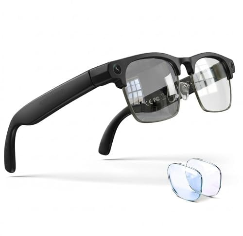 4K AI Smart Glasses with Camera, Bluetooth Call & Translation for Men Women | Video Recording Glasses | Voice Assistant | Music | IP65 Waterproo | Life Vlog Travel |Blue Light+Photochromic Lens