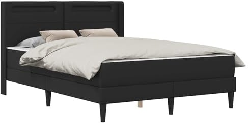 vidaXL Bettgestell mit Matratze Schwarz 160 x 200 cm Kunstleder, Moderner Bettgestell, schickes Schlafzimmermöbel, eleganter Schlafplatz, gemütliches Design für entspannten Schlaf