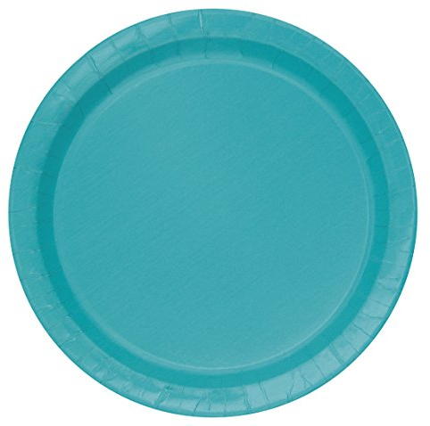 Unique Party - Platos de Papel - 17.1 cm - Azul Cerceta - Paquete de 8 (32114)