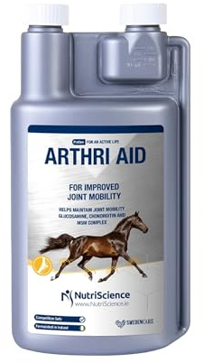 Nutriscience ArthriAid Joint Supplements for Horses Glucosamine, Chondroitin, MSM & HA Supplement Aids joint Lubrication - Improves Joint Health & Mobility (1 Litre - Liquid)