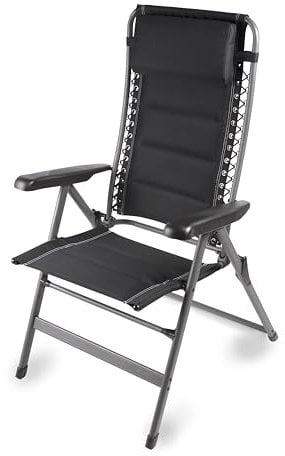 Dometic - Lounge Firenze Stuhl - Zeltzubehör - 7 Positionen - Camping Zubehör - Liegestuhl - Reise Gadgets - Schwarz