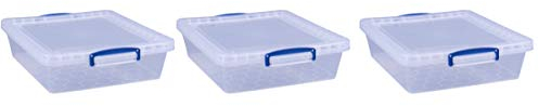 Really Useful Products 10.5 Litre Box, Nestable Clear, Transparent Clear, Pack of 3 in Card