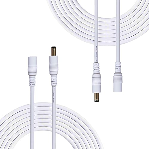Liwinting 2pcs 3m/9.84Feet DC Verlängerungskabel 5.5 mm x 2.1 mm Anschlusskabel Gleichstrom Verbinderkabel Verteiler Männlich zu Weiblich für Netzteil, LED, CCTV-Kamera Power - Weiß