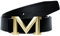 Herren Gürtel Big Gold M Schnalle 38 mm importiertes italienisches Leder - Schwarz - 110cm(37-39)
