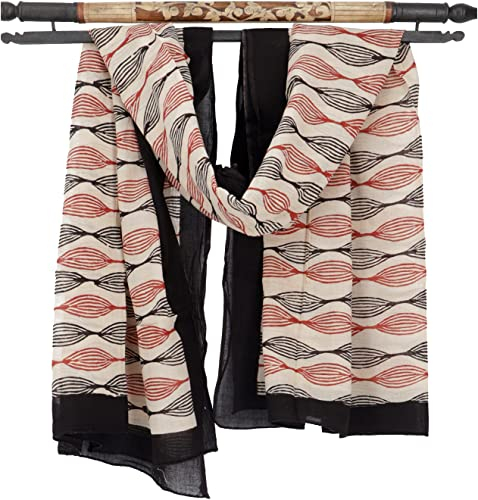 GURU SHOP Leichter Pareo, Sarong, Handbedrucktes Baumwolltuch - rot Kombination 14, Herren/Damen, Baumwolle