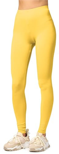 Merry Style Damen Lange Leggings aus Viskose MS10-143 (Gelb, L)