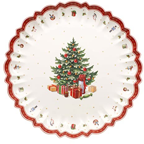 Villeroy & Boch Toy's Delight Plat de service rond en porcelaine de qualité supérieure Blanc/rouge