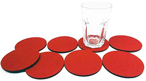 Filz Untersetzer, rot (5 mm dick), 8er Set - Glasuntersetzer, Filzuntersetzer