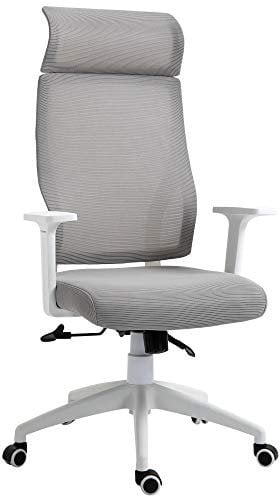 Vinsetto Silla de Oficina Silla de Escritorio Giratoria Ajustable en Altura y Reclinable hasta 120° Bloqueo de Posición 64x61x120,9-128,9 cm Gris