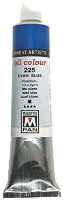 Peinture à l'huile pour artistes 84 couleurs Peinture professionnelle Maestro Pan 45ml Tube (225 Bleu Cyan)