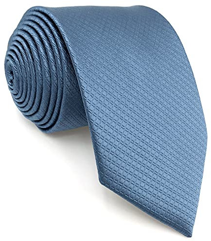 S&W SHLAX&WING Krawatte für Männer Stahl Blau Krawatten Einfarbige extra lange Krawatte