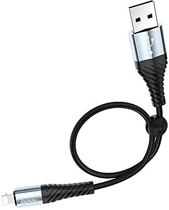 iPhone Charger Cable Short Black, HOCO 25cm Nylon Braided Small iPhone Charger Cable for iPhone 14 13 12 11 Pro Max Mini XS/XR/8/SE iPad Short Apple Charging Cable CarPlay for Phones Power Banks Car
