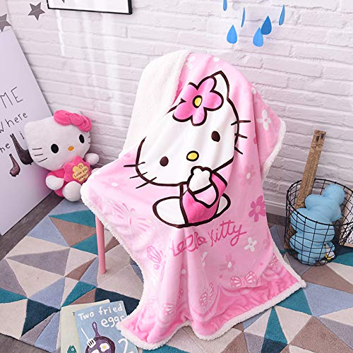 Cartoon wirft Decken Hello Kitty Printing Weiche gemütliche Fleecedecke Erwachsene und Kinder 55'' x 40'' Sherpa Lamm Plüsch Fleecedecke für Schlafzimmer Bett Couch Stuhl Wohnzimmer Klimaanlage Cool