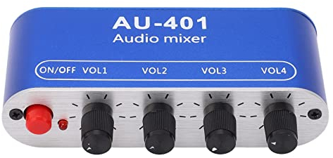 Audio-Mixer 4 Eingänge 1 Ausgang Stereo-Mischpult aus Aluminiumlegierung Kopfhörerverstärker DC 5‑12 V 3,5-mm-Klinkenbuchse