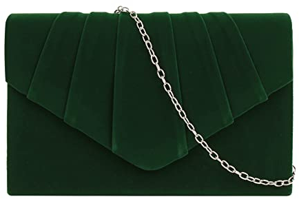 MEGAUK Damen Samt Clutch Elegant Abendtasche Handtasche Envelope Tasche Unterarmtasche mit Kette für Hochzeit Wedding Prom Party