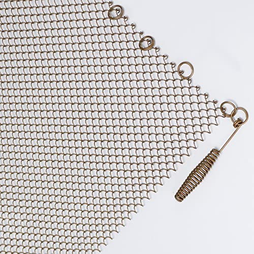 Pearwow Kamin-Netzvorhang, hängende Ersatzsiebe für Holzkamine zu Hause, zwei 61 cm breit x 66 cm hoch, antikes Messing