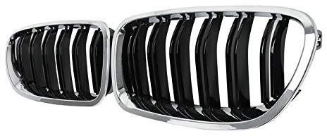 Peukerty Nieren-Kühlergrill für F10 / F11 535I 550I 528I 4-Türer 2010-2017, Chrom und glänzend, Schwarz