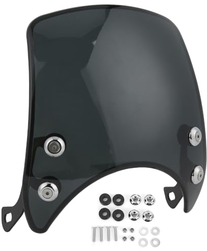 Windschild Universal Motorrad Windschutzscheibe Spoiler Scheinwerfer Verkleidung mit 2 Halterungen - Windabweiser für 5-7 Zoll Scheinwerfer, Schwarz