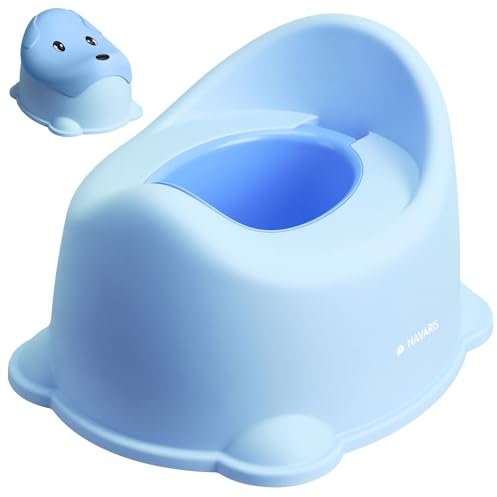 Navaris Töpfchen mit Deckel in Blau - rutschfester Topf mit Rückenlehne - Töpfchen für Kinder ab 1 Jahr - niedlicher Potty mit herausnehmbarem Einsatz