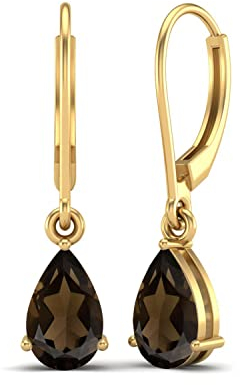7 x 5 mm Birnenform Rauchquarz Edelstein 925 Sterling Silber Träne Tropfen Ohrringe Hebel zurück Ohrringe Frauen Ohrring Schmuck (Gold-Vermeil)