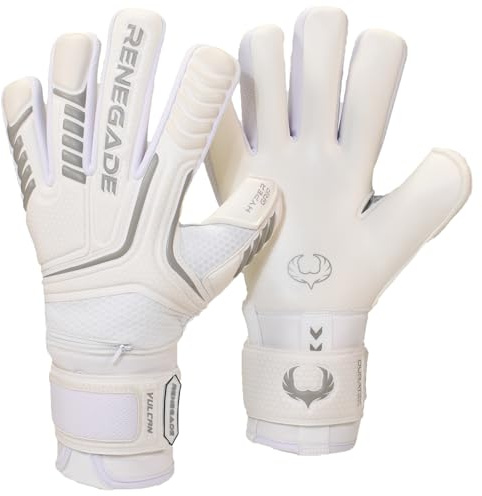 Renegade GK Vulcan Whiteout Torwarthandschuhe Mit Pro-Tek Finger Schutz | 3.5+3mm Hyper Grip & 4mm Duratek | Weiß Fußball Torwart Handschuhe (Größe 11, Erwachsener, Roll Cut, Level 3)