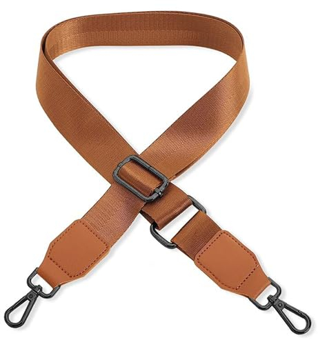 Schultergurt für Handtasche Laptoptasche - Braun [Metallfarbe: Schwarz] - Länge verstellbar 89-142 cm - Breite 3,8 cm - Ersatz Gurt Band Schulterriemen Strap Umhängegurt für Laptoptasche
