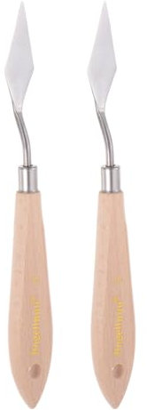 QUARKZMAN 2 Stück Nr. 5 Malpalette Messer aus rostfreiem Stahl mit spitzem Spatel und Buchenholzgriff für Öl- und Acrylfarben, Mischen und Auftragen auf Leinwand