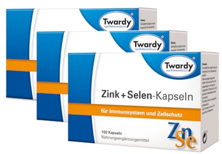 Astrid Twardy Zink + Selen-Kapseln 3x100 Stück, Nahrungsergänzungsmittel für Immunsystem und Zellschutz, glutenfrei, laktosefrei, essenzielle Spurenelemente
