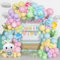 157Stück Ostern Luftballons Girlande Ostern Party Dekorationen Kaninchen Aluminiumfolie Pastel Rot Gelb Blau Luftballons HAPPY EASTER Banner für Ostern Party Deko Geburtstag