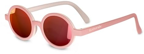 Suavinex, Gafas de Sol para Bebés de 12 a 24 Meses, Polarizadas, con Filtro UV 400, 100% Protección Rayos UVA y UVB, con Funda Incluida, Muy Flexibles y Ligeras, de Forma Redonda, Color Rosa